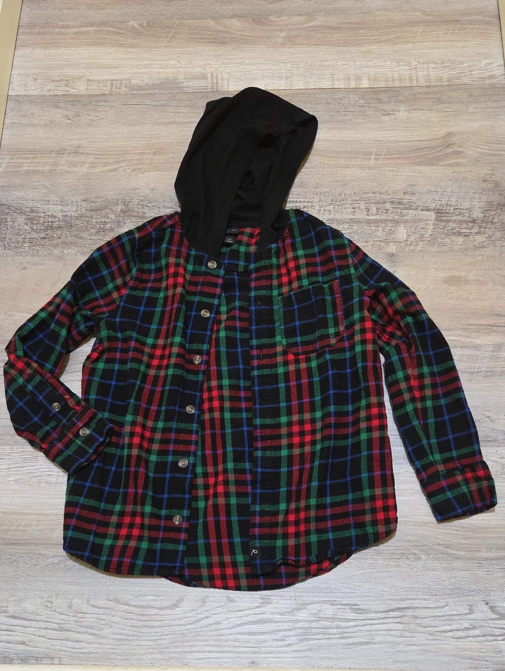 Art Class Kids 100% Cotton Hooded Buttondown Flannel Top Size 8